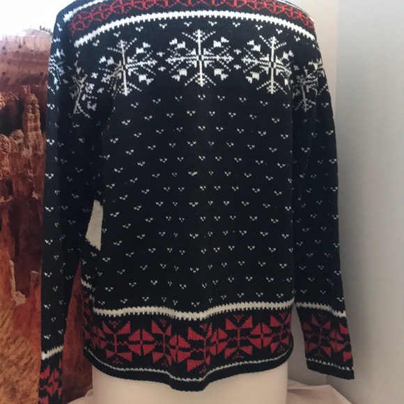 J.Jill Reindeer Holiday Front Zip Sweater Size SM - Picture 6 of 7